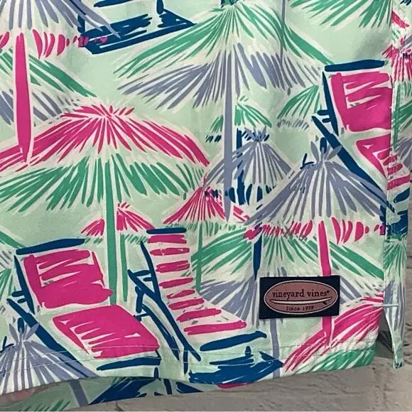 Vineyard Vines Chappy Swim Trunks Men's Size XL Cabana Crystal Blue Mesh Lined - Picture 6 of 11